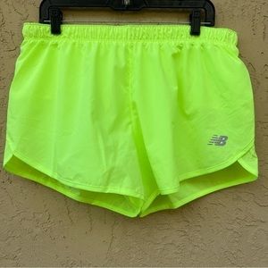New Balance Running Shorts Highlighter Yellow Bright Size Large Athletic